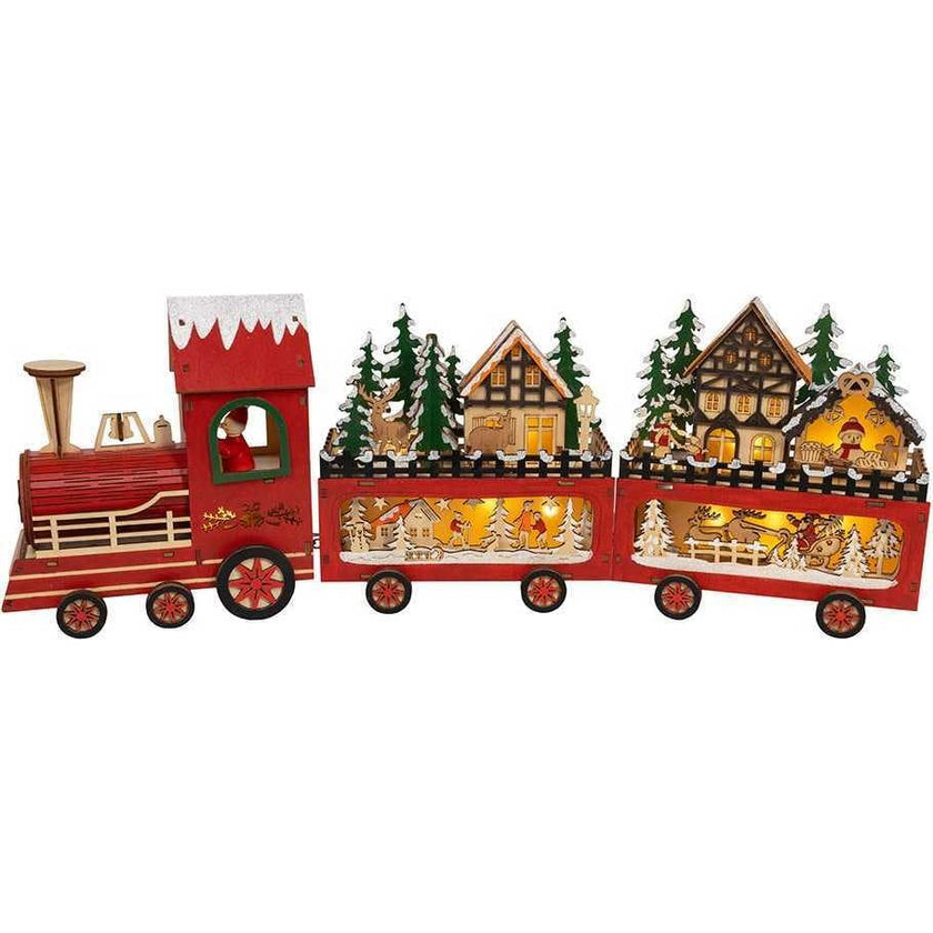 22.24-Inch Battery Operated LED Lighted Truck With Santa and Home Scene Table Piece