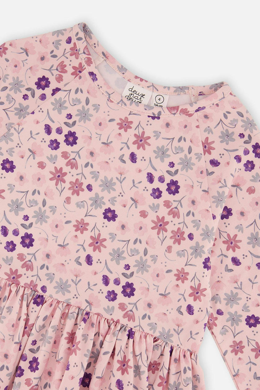 Long Sleeve Dress Rose Print Daisies