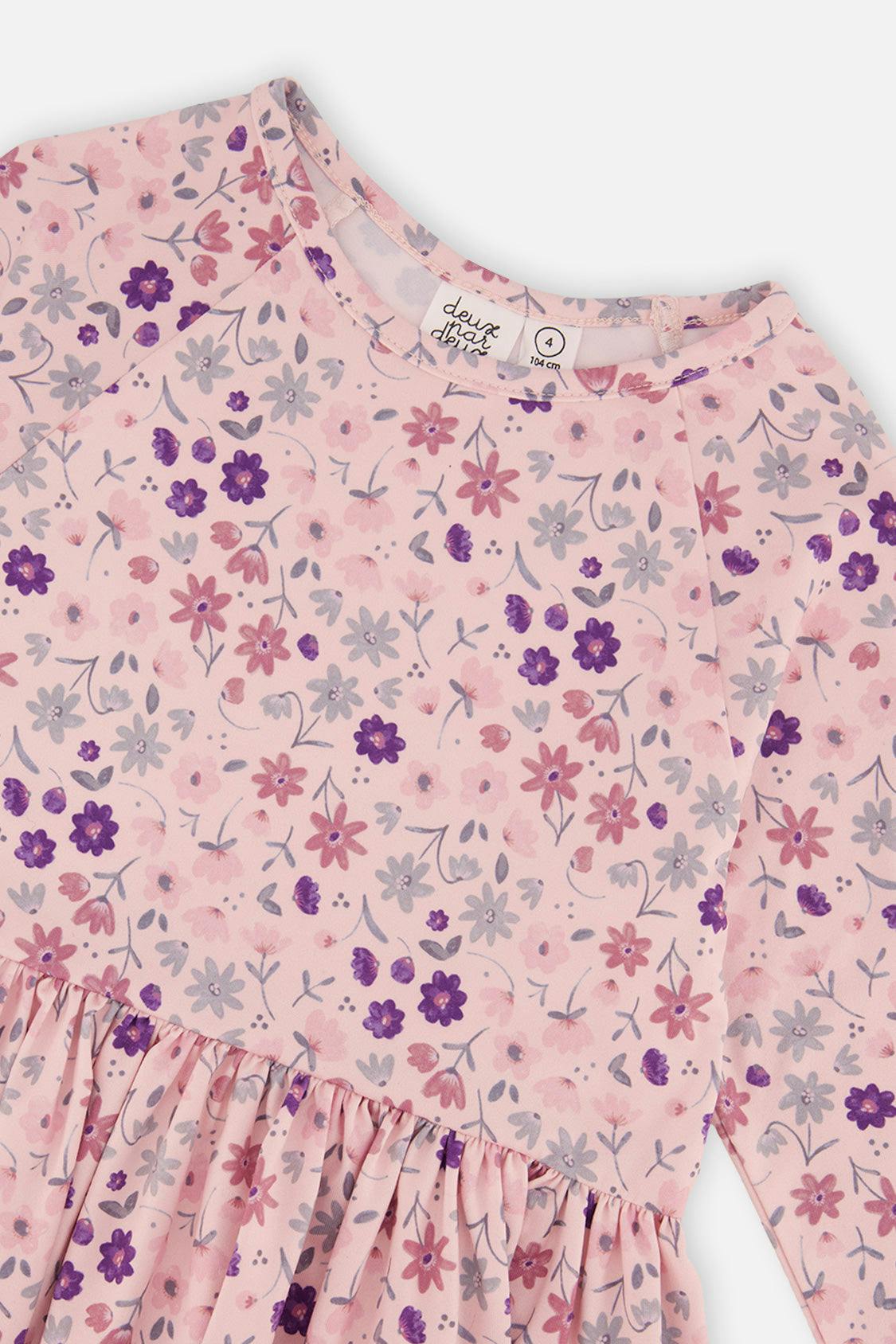 Long Sleeve Dress Rose Print Daisies