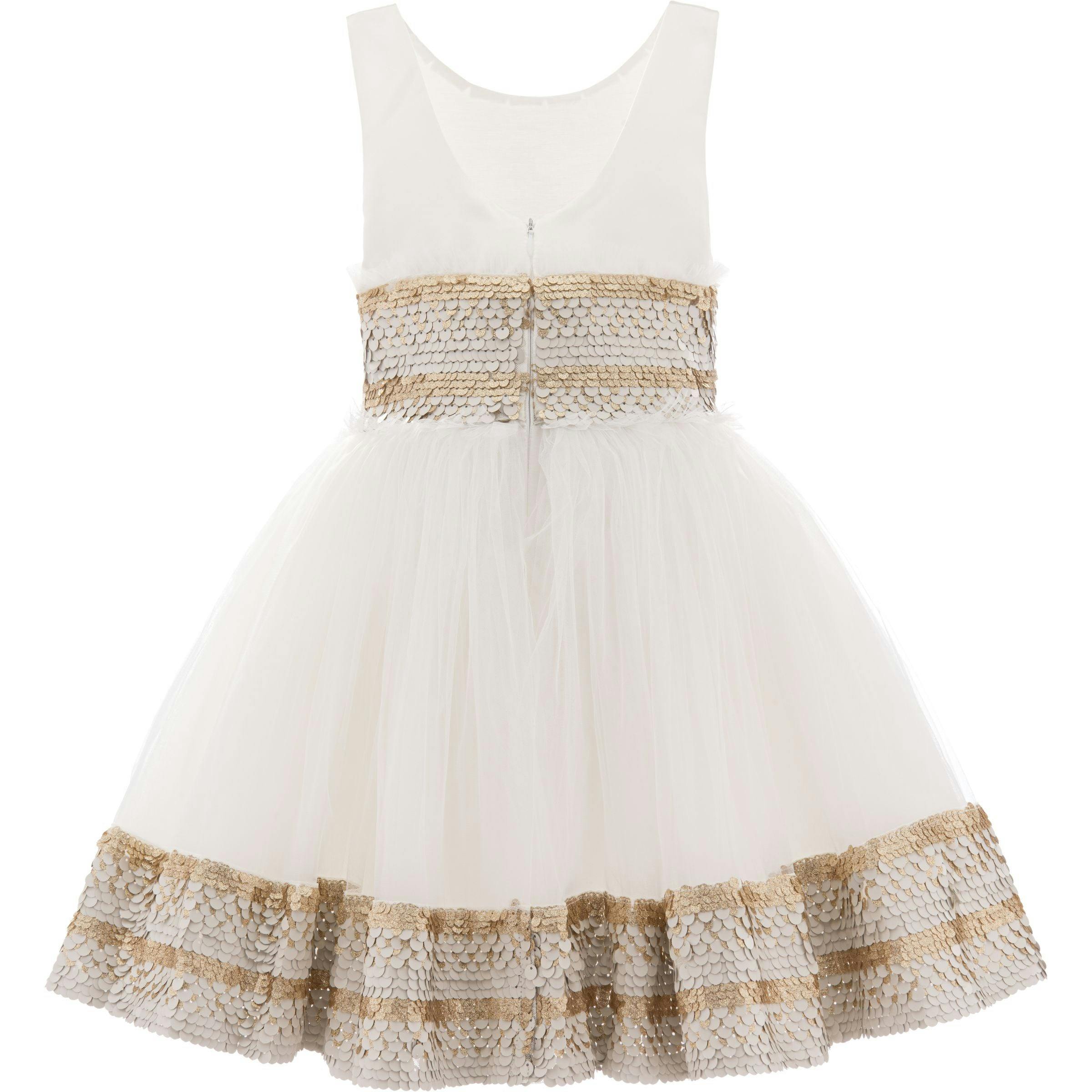 White Lorelei Sequin Hem Dress