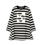 Girl Striped Metallic Stitch Sweater