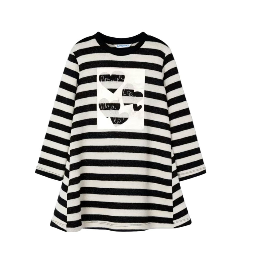 Girl Striped Metallic Stitch Sweater