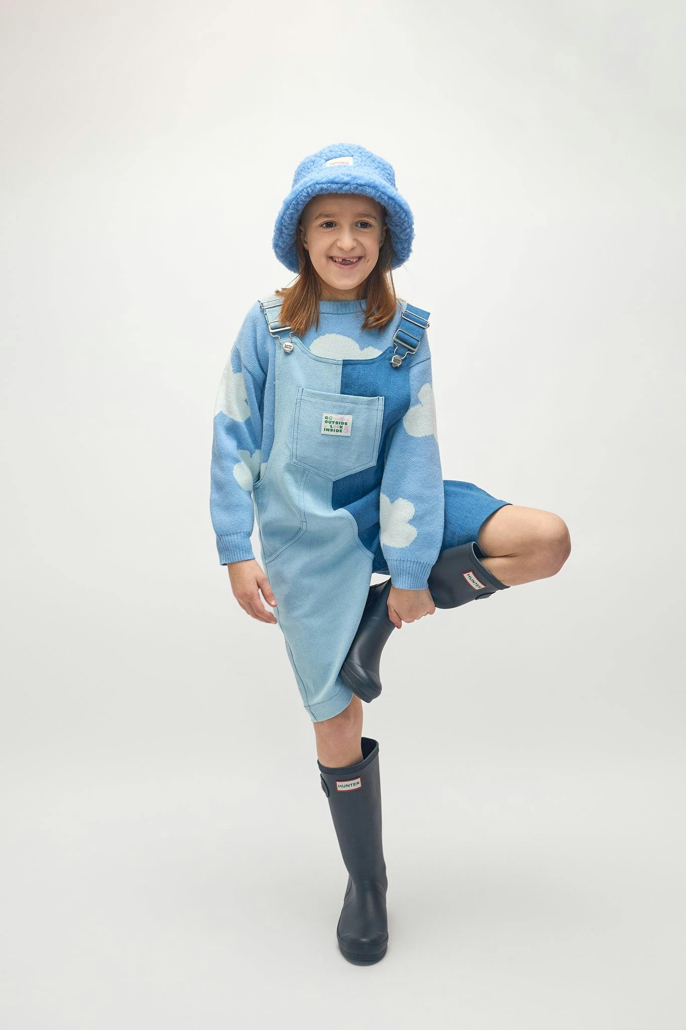 children's merino bucket hat - ice blue