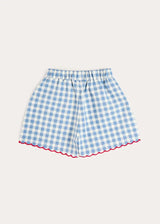 Darby Gingham Scallop Edge Bow Detail Shorts in Blue (18mths-12yrs)