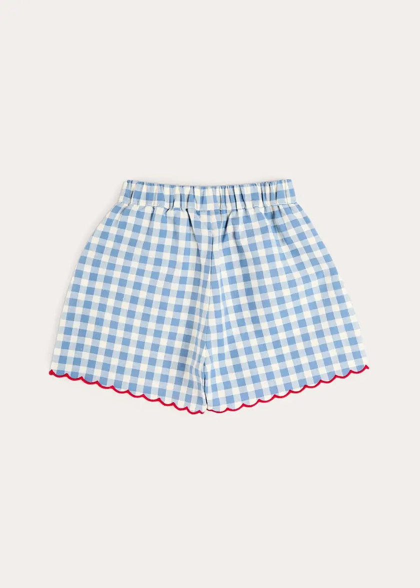 Darby Gingham Scallop Edge Bow Detail Shorts in Blue (18mths-12yrs)