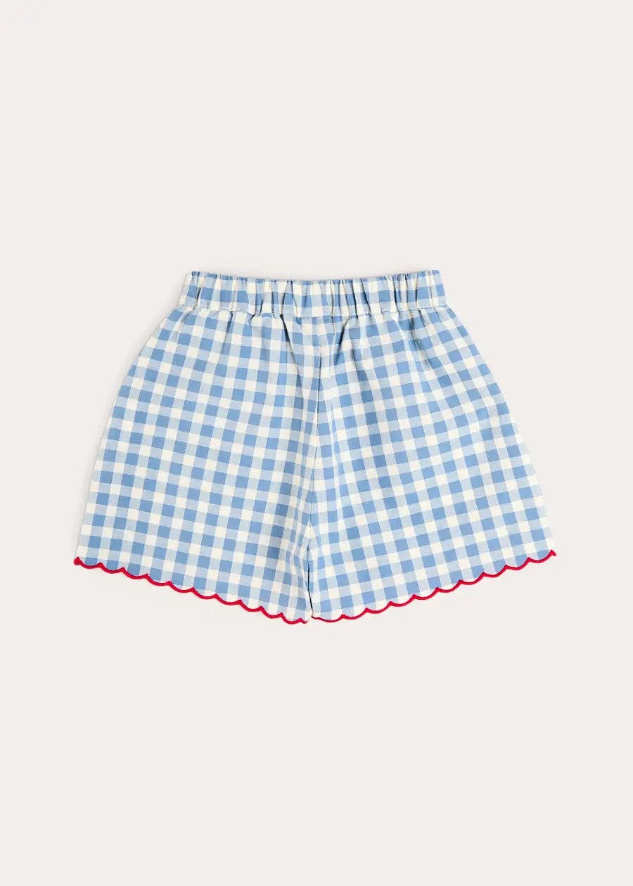 Darby Gingham Scallop Edge Bow Detail Shorts in Blue (18mths-12yrs)