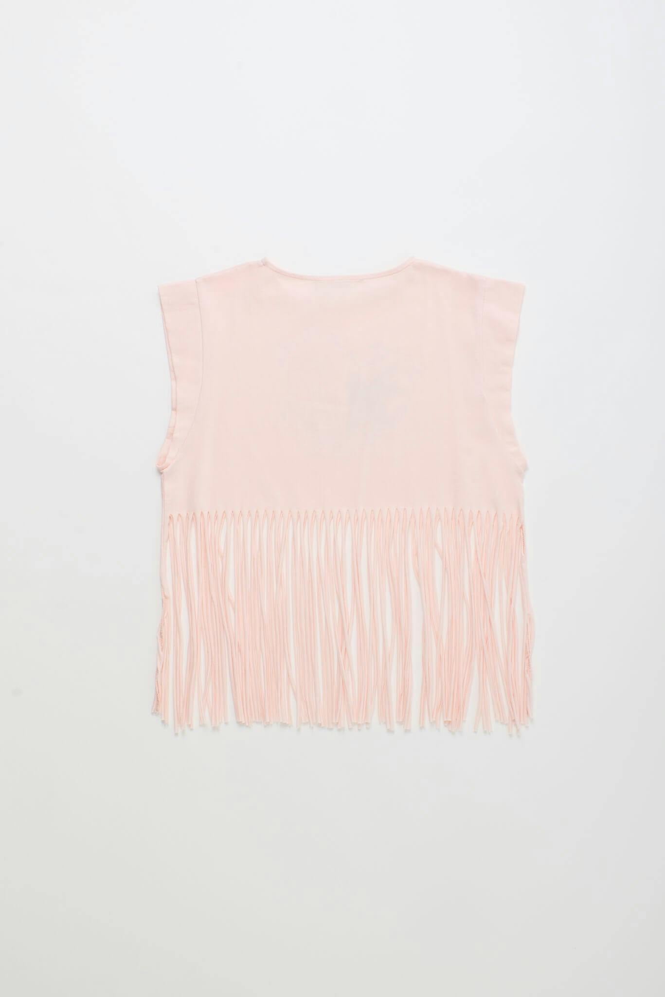 BIRDS FRINGE TOP BLUSH