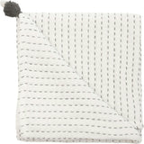White and Black Stitched Stripe Blanket