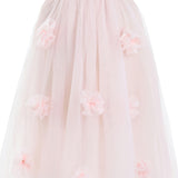 Pink Flower-Embellished Tulle Dress