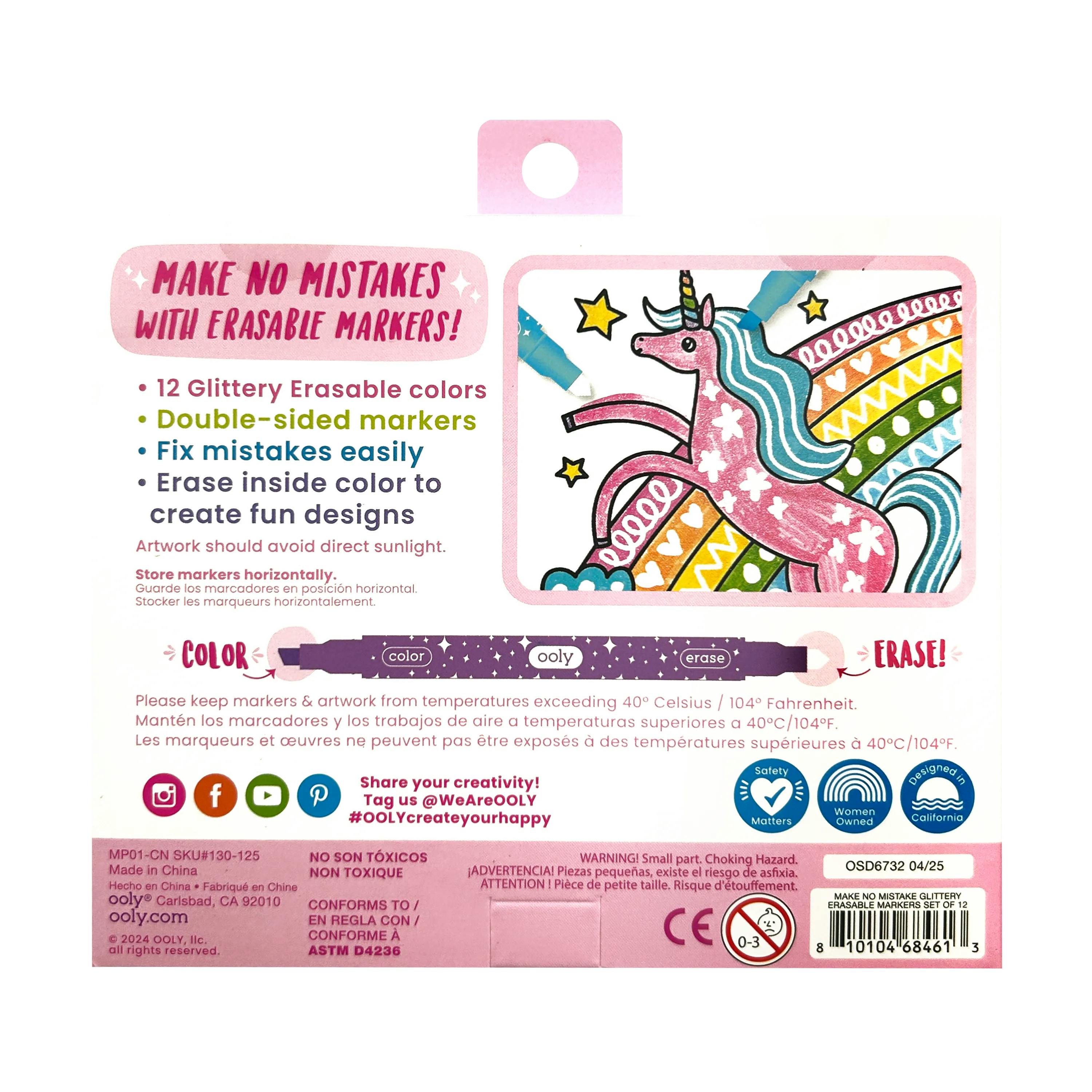 Make No Mistake! Sparkle Glittery Erasable Markers - Set of 12