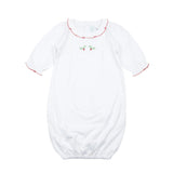 Newborn Christmas Day Gown Holly Embroidery