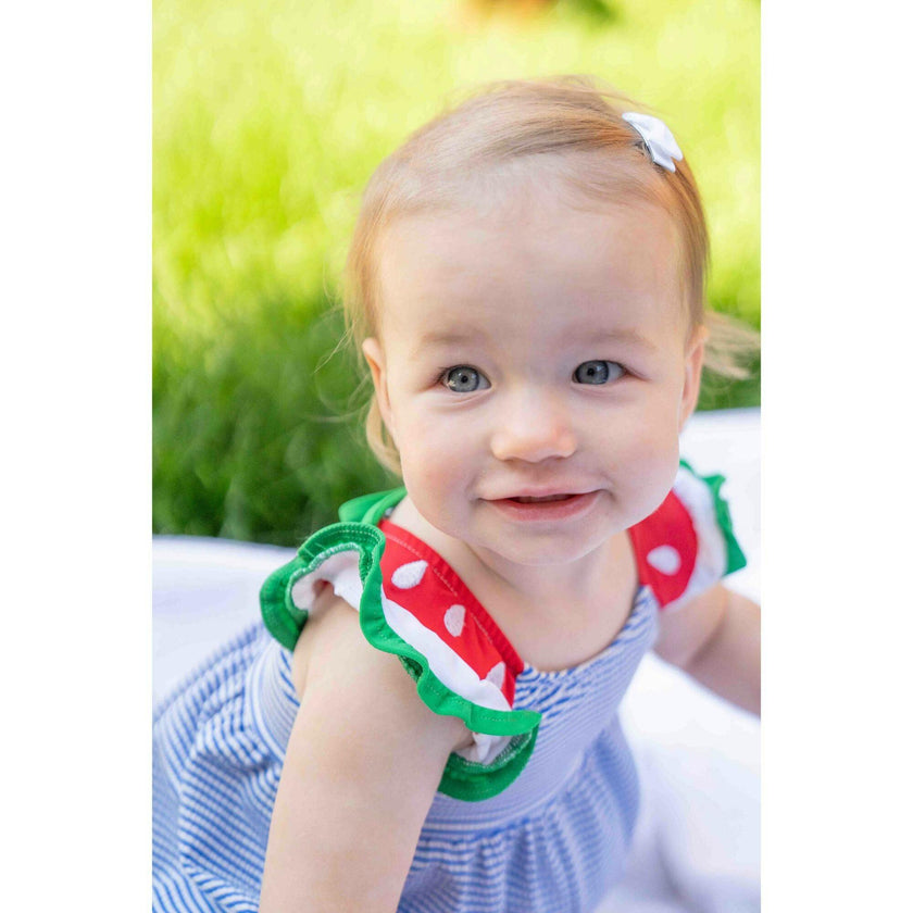 Seersucker Swimsuit With Watermelon