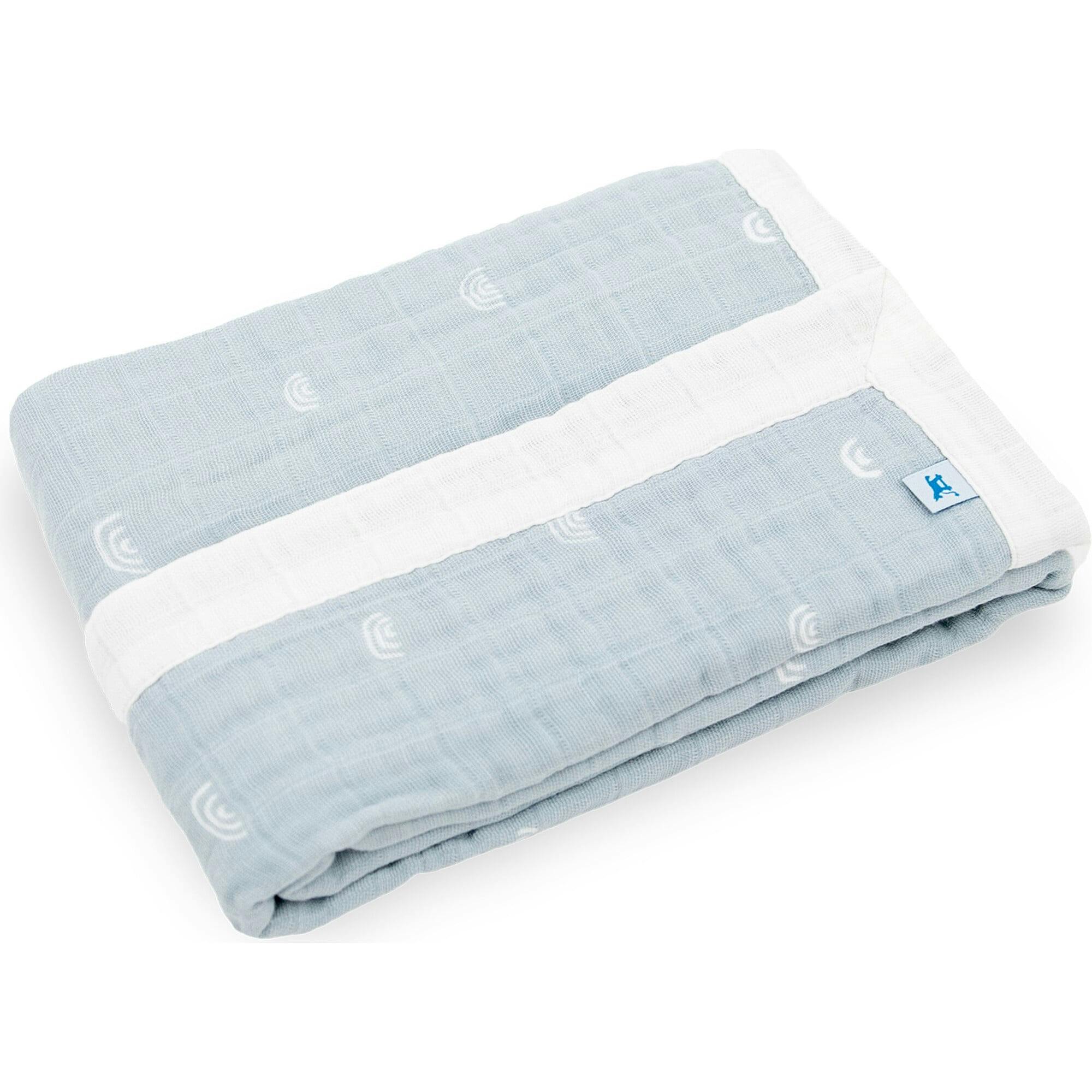 Cotton Muslin Baby Quilt - Blue Rainbow