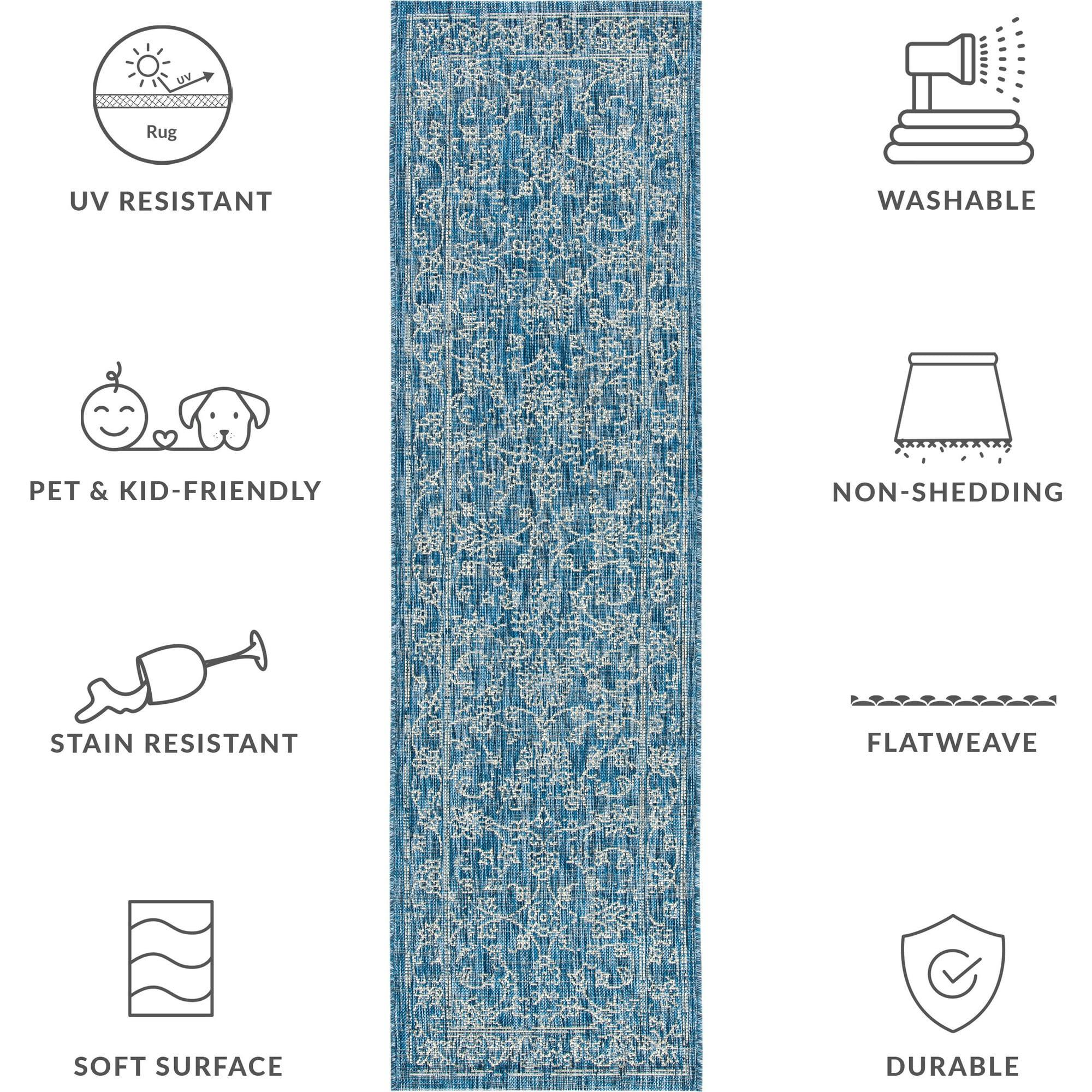 Courtyard Juniper Indoor/Outdoor Rug, Navy
