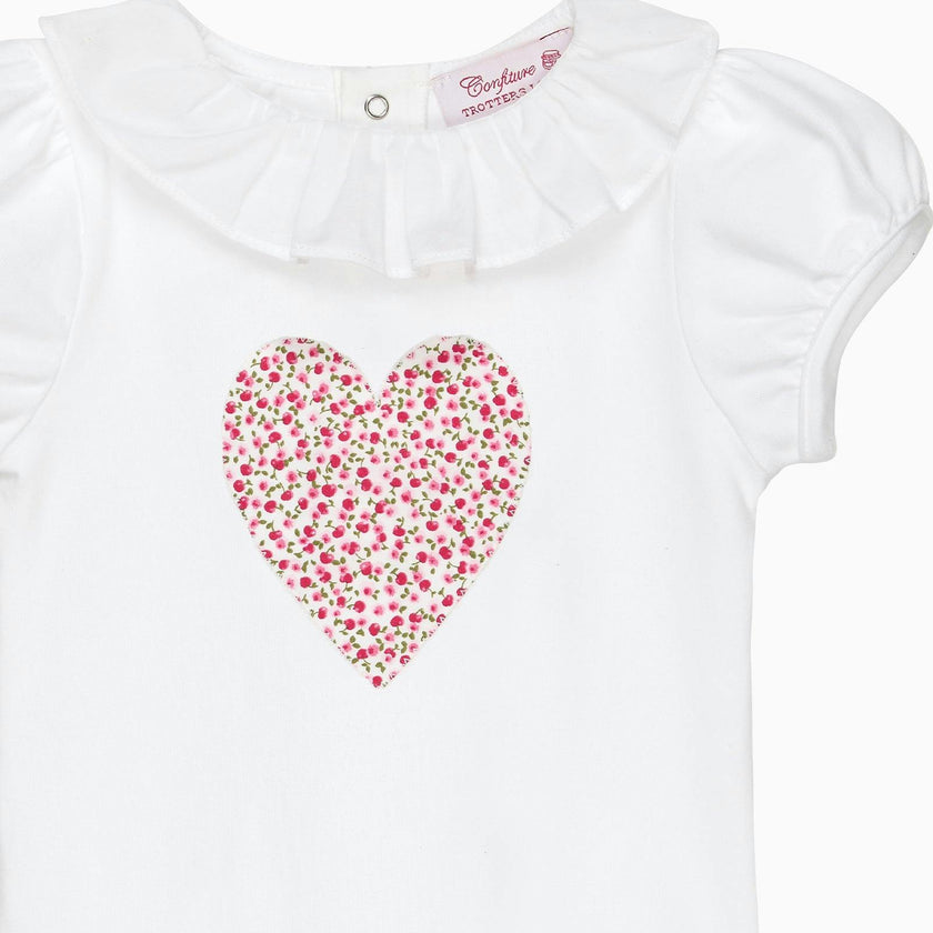 Baby Short-Sleeved Cherry Heart Bodysuit
