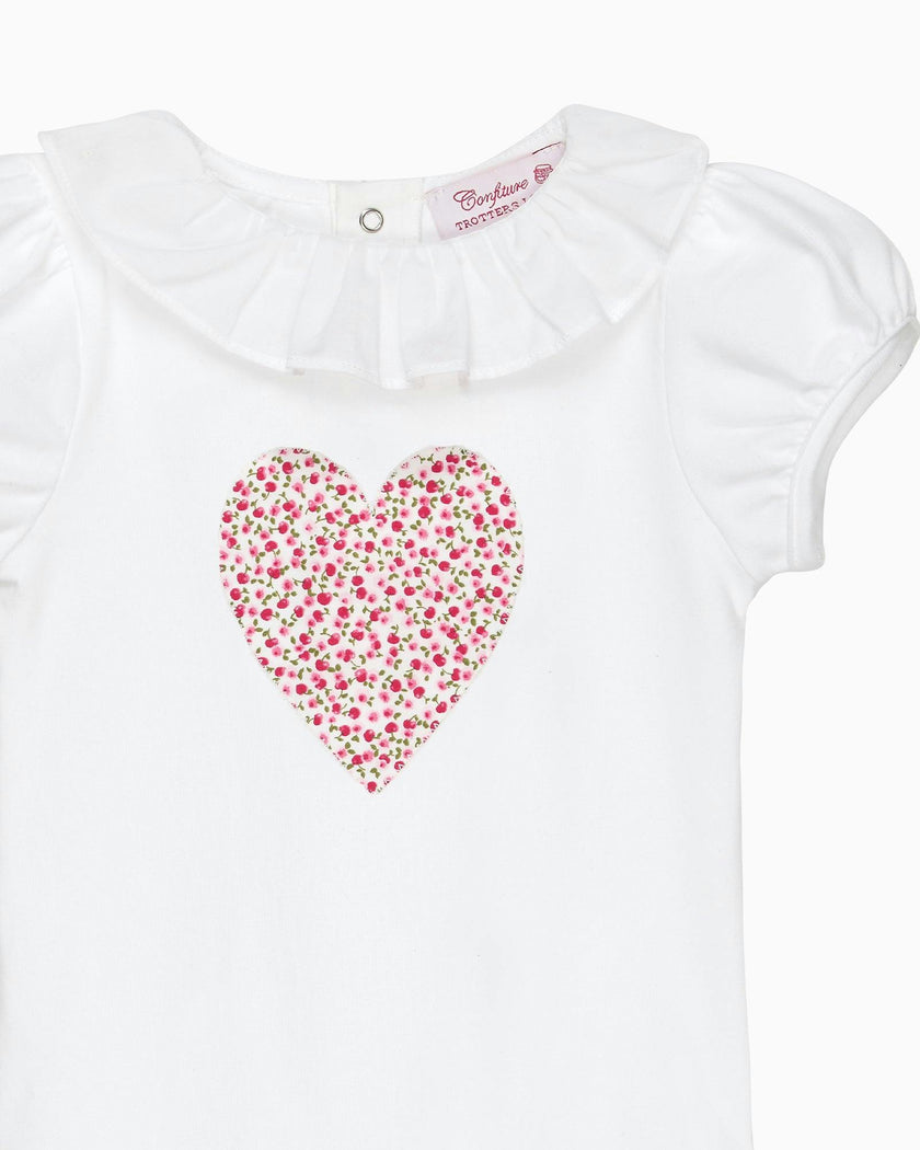 Baby Short-Sleeved Cherry Heart Bodysuit