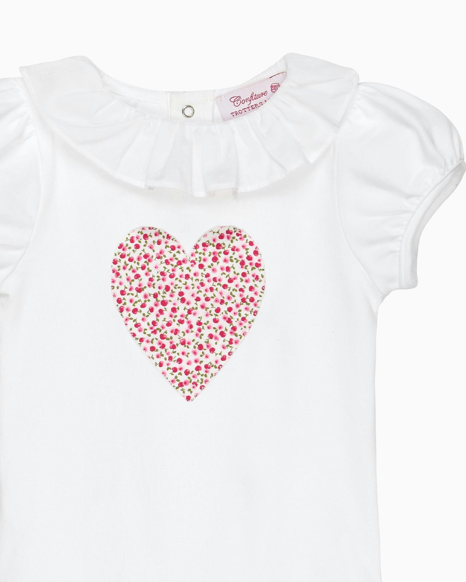 Baby Short-Sleeved Cherry Heart Bodysuit