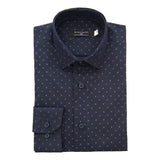 Navy Fleur De Lis Print Dress Shirt