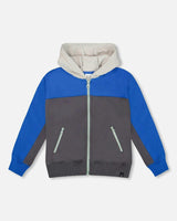 Color Blocked Zip Front Fleece Hoodie
