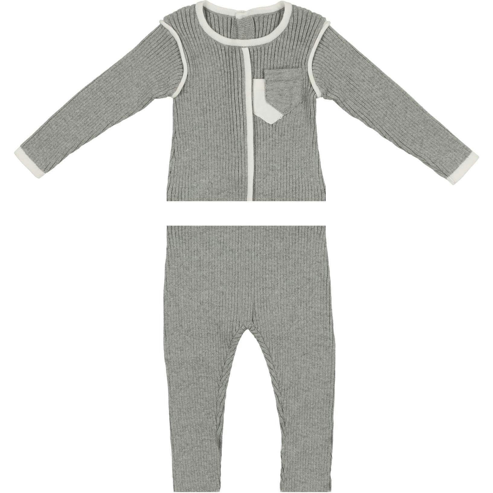 Piped Ribbed Pocket Top & Pant 2-Piece Set