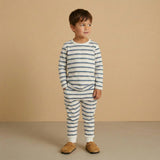 Organic Tee & Pants Set - Navy Stripe