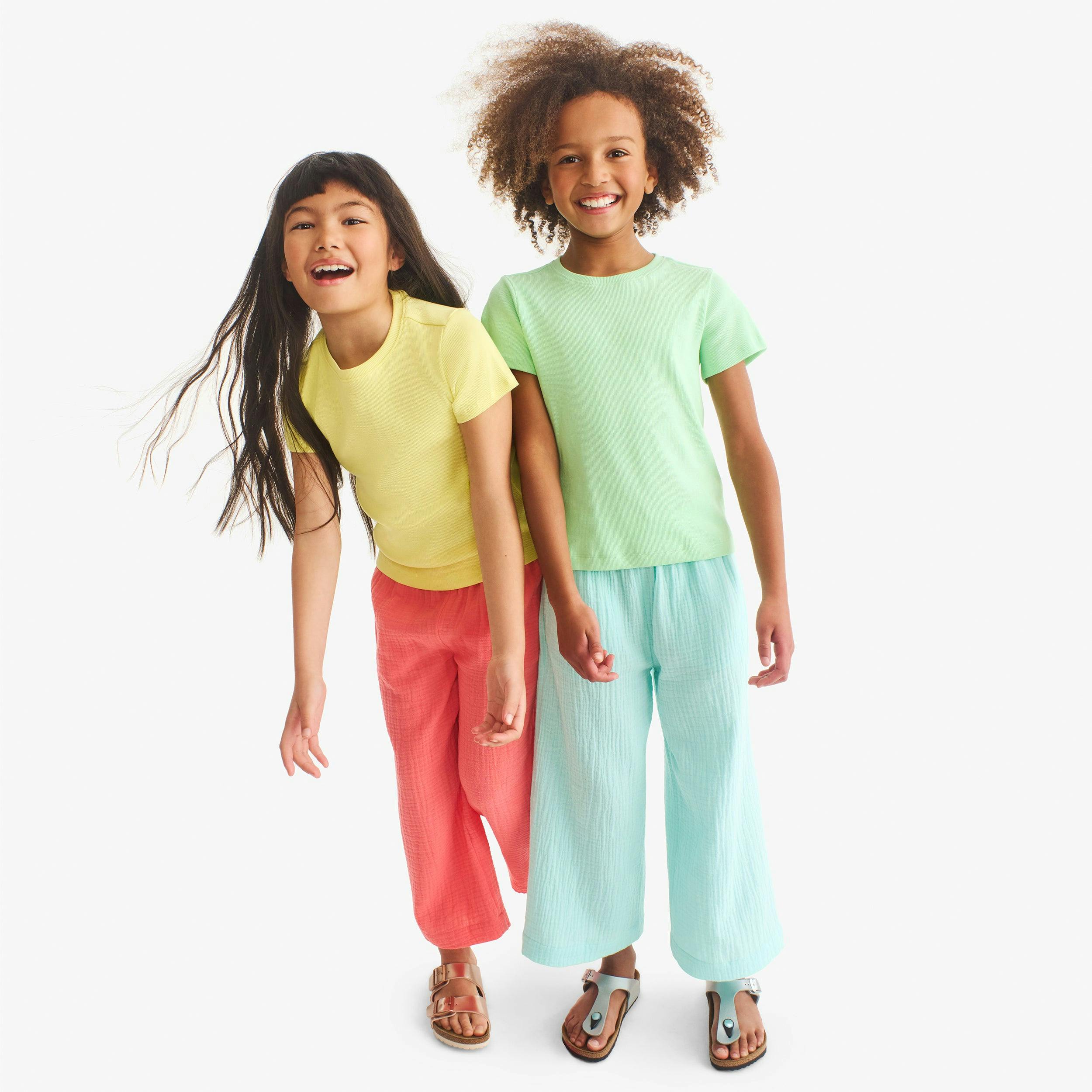 Clearance kids cotton gauze cropped easy pant