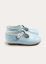 Leather T-Bar Baby Shoes in Sky Blue (20-26EU)