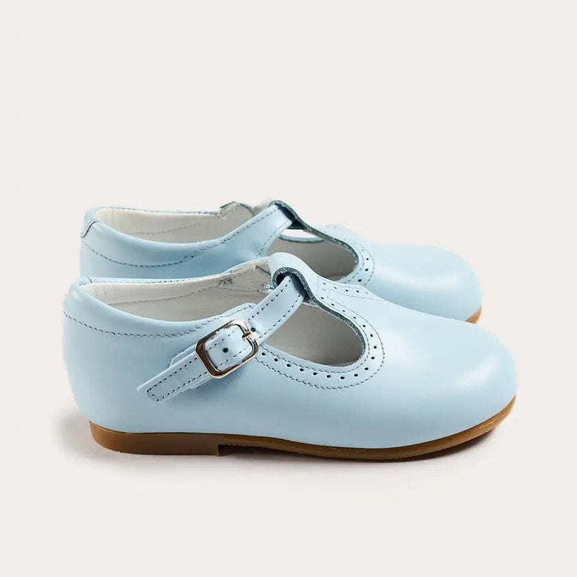 Leather T-Bar Baby Shoes in Sky Blue (20-26EU)