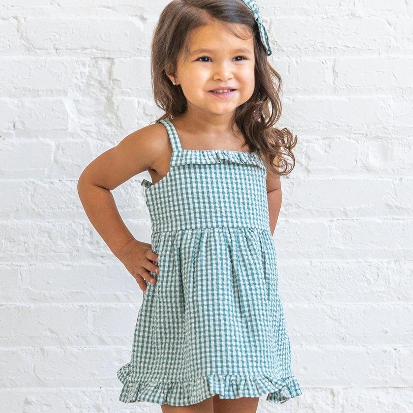 Juliette Seersucker Tank Dress - Laguna Gingham