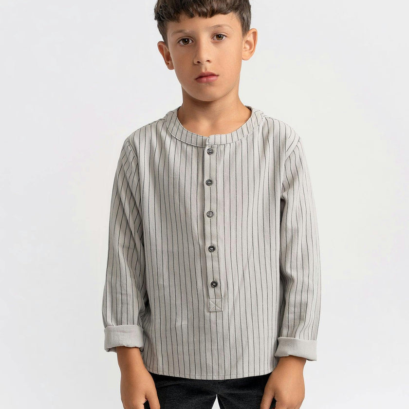 Woven Stripped Shirt Grey