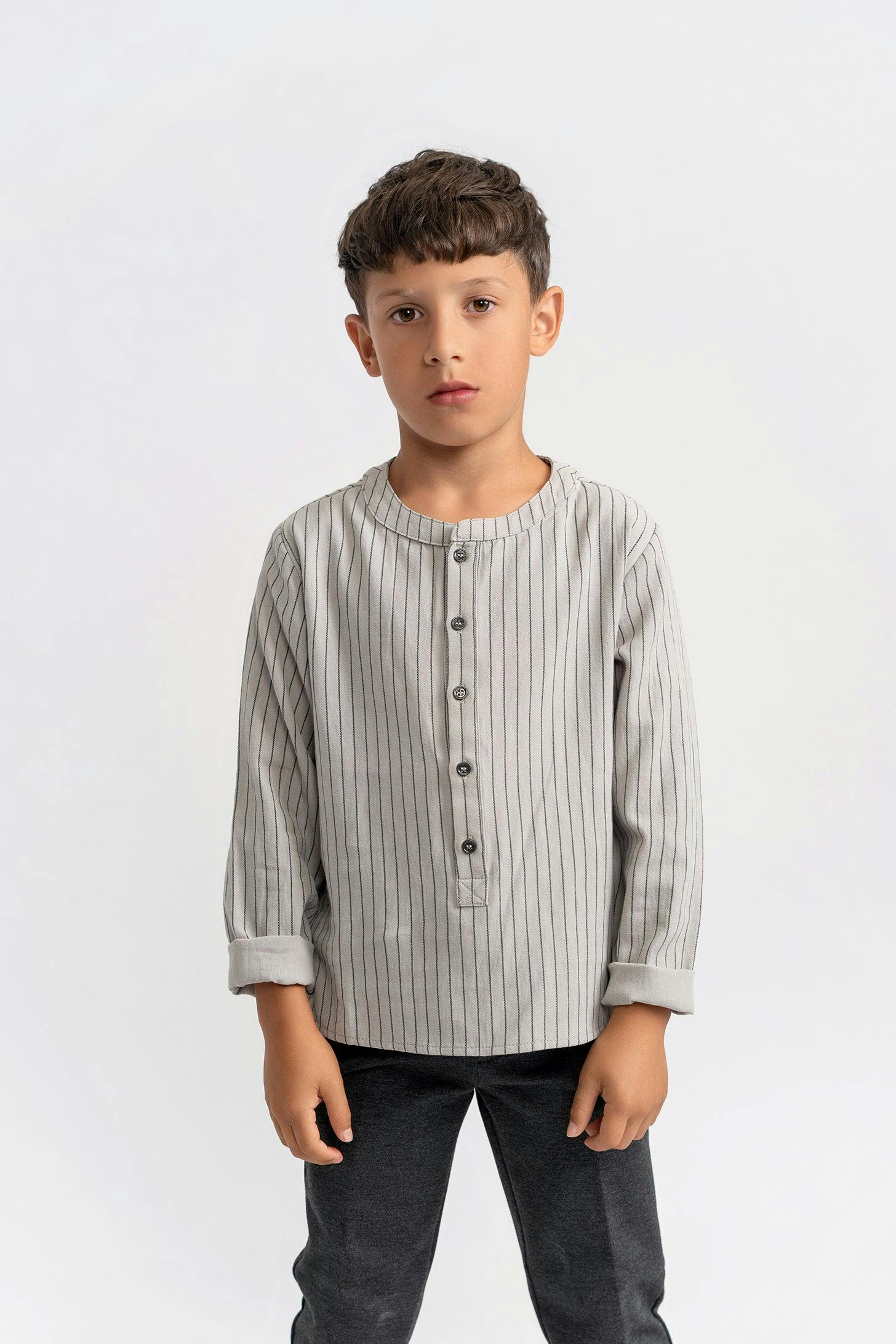 Woven Stripped Shirt Grey