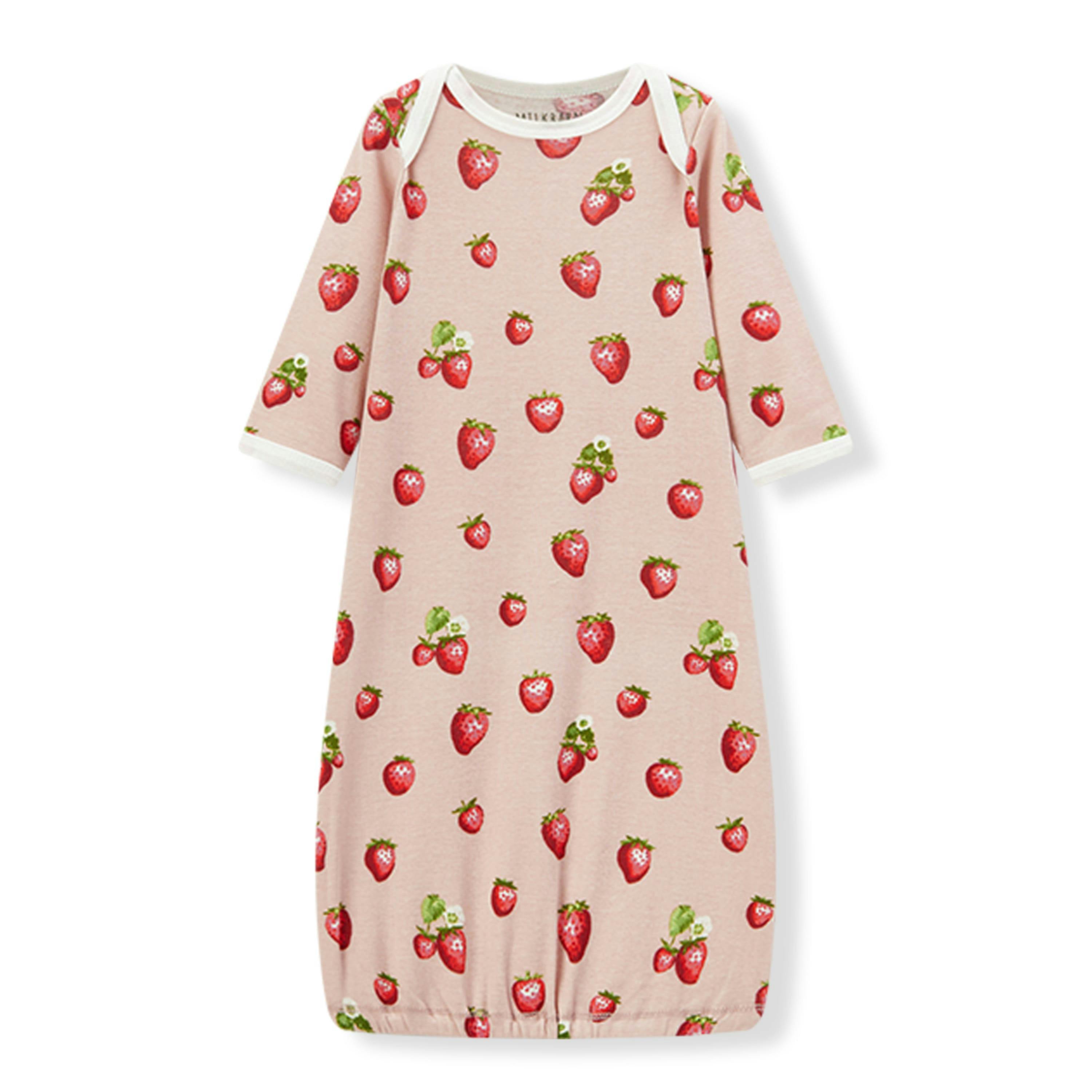 Strawberry Organic Cotton Newborn Gown & Hat Set
