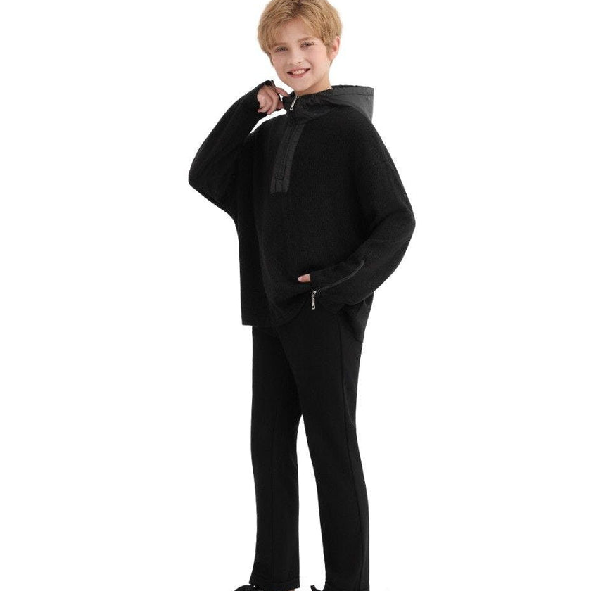 Black Ribbed Half-Zip Sweater