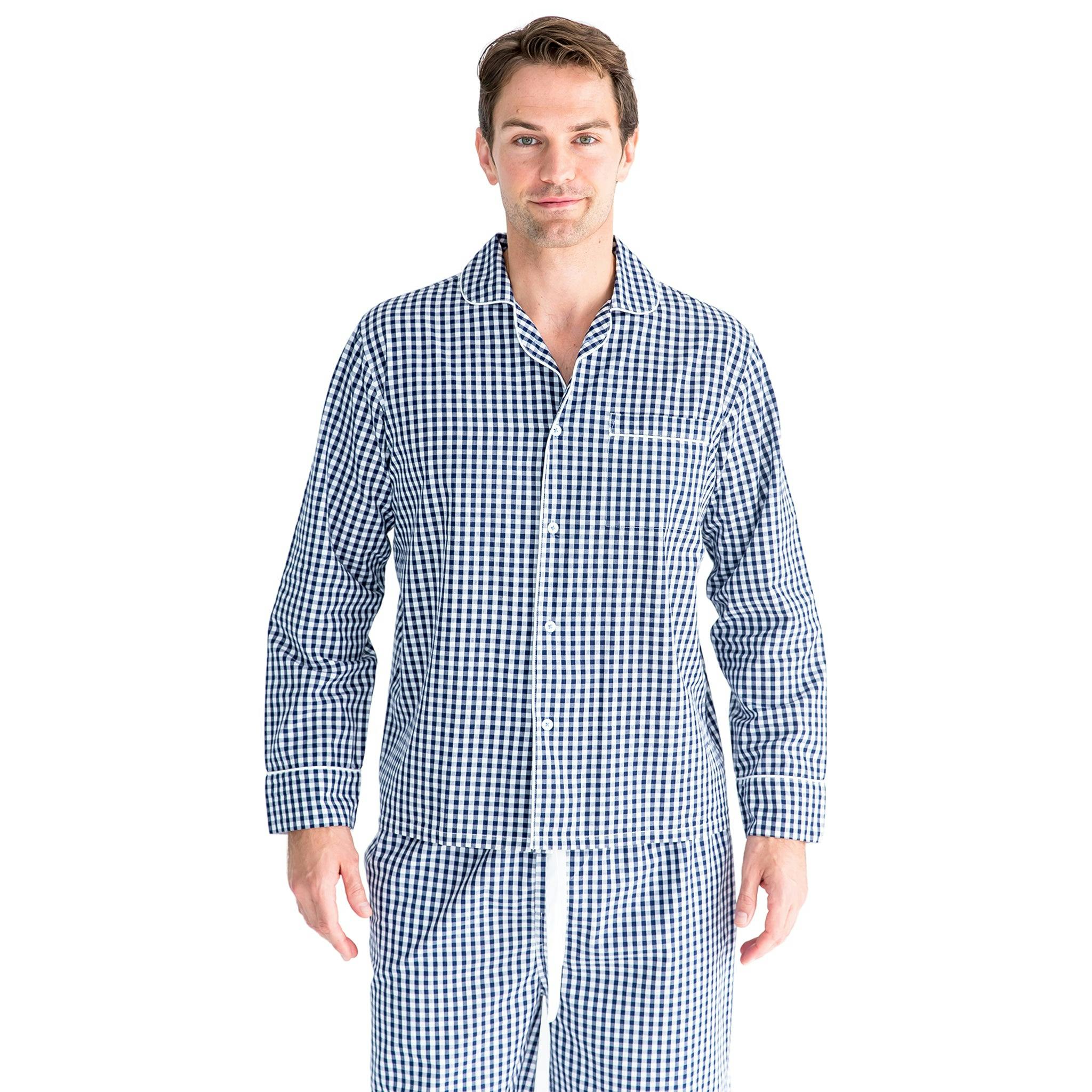 Men's Hepburn Gingham Navy Long PJ Set