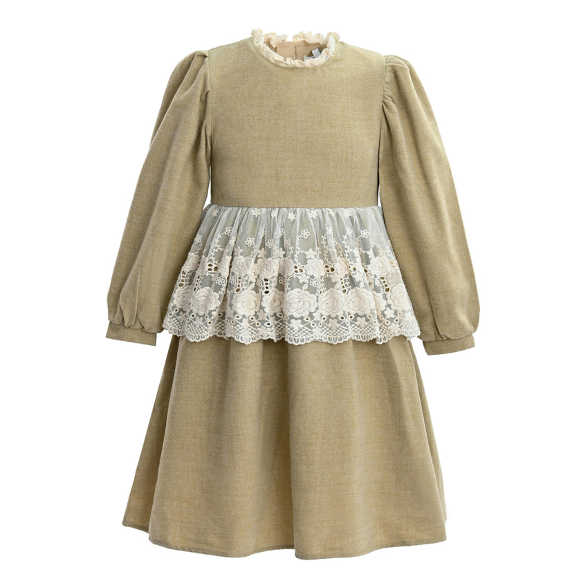 Beige Lace Waist Dress