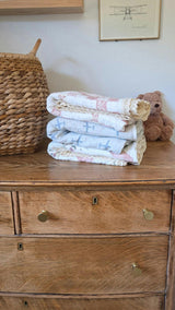 Pink Bows and Gingham QUILTED 6 Layer Gauze Blanket