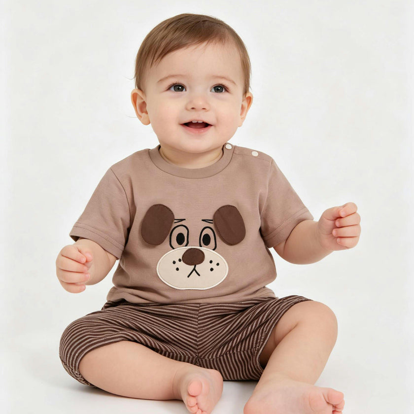 Brown Dog Stripe Set
