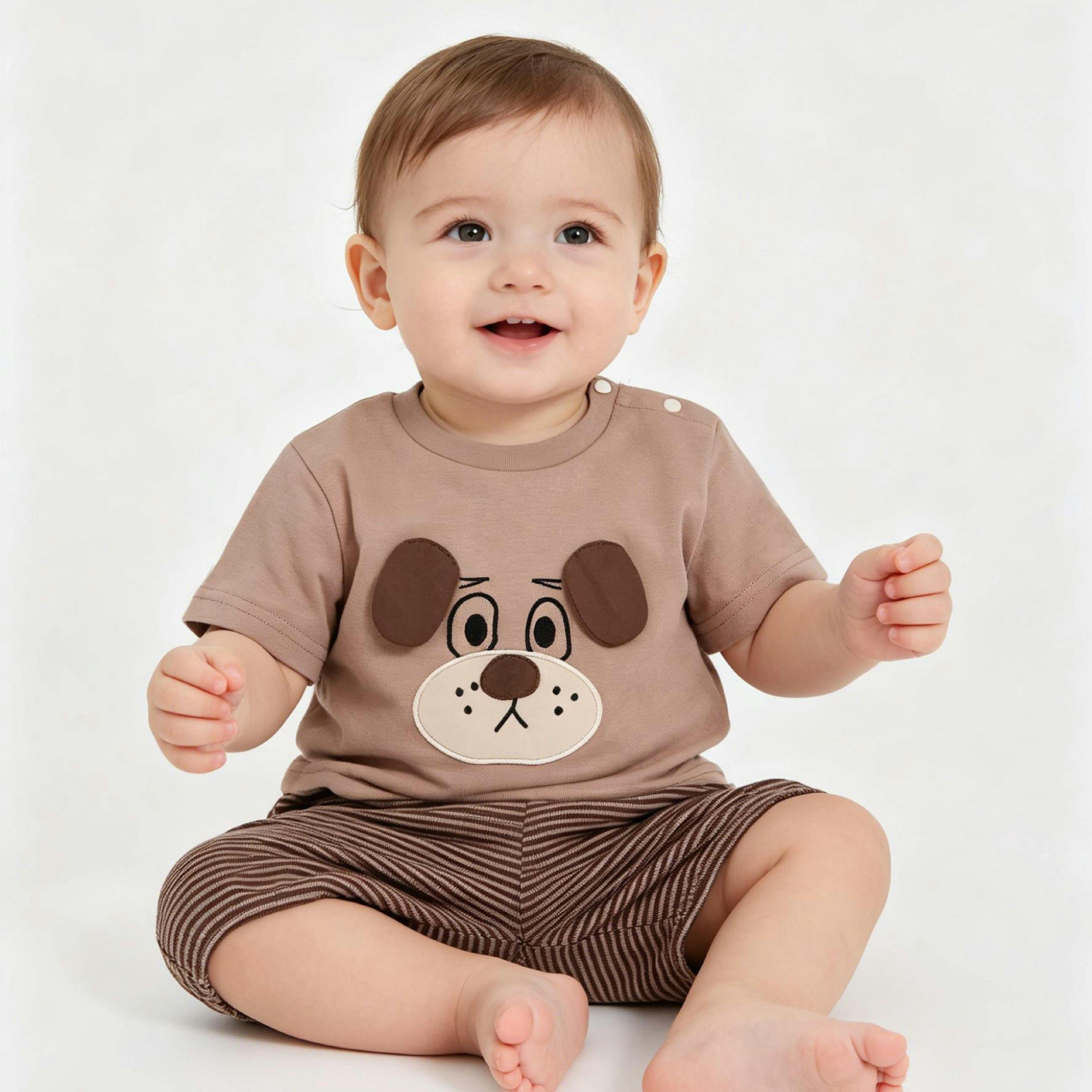 Brown Dog Stripe Set