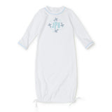 George Pima Cotton Daygown White with Light Blue Piping