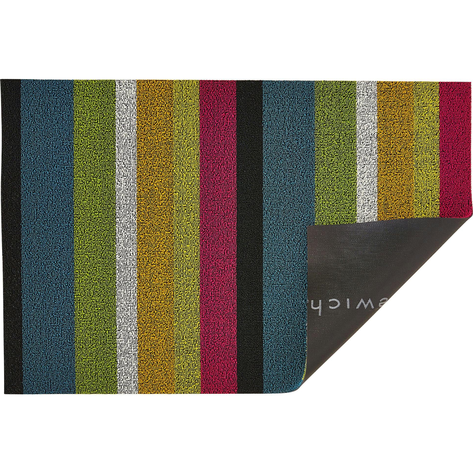 Bold Stripe Shag Floor Mat, Multi