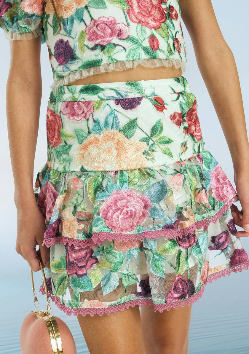 Rachelle Embroidered Mini Skirt