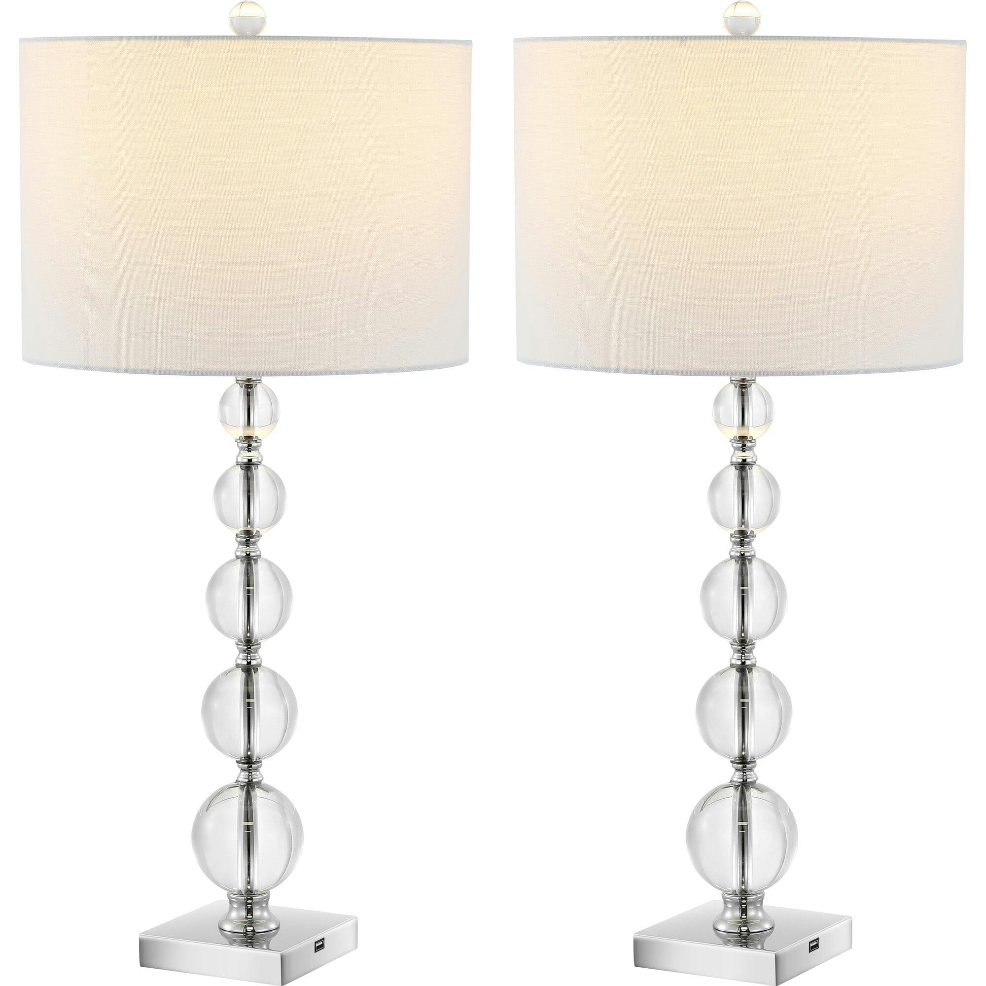 Liam Stacked Crystal Ball Lamps With USB Port