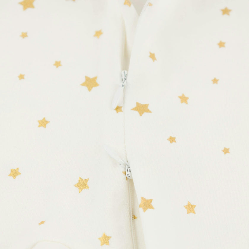 Mini Gold Star Foil Zipper Footie