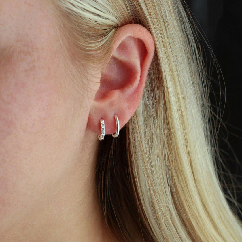 Classic 12mm Hinged Huggie Hoop Earrings