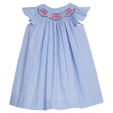 Smocked Bishop Dress - Flags