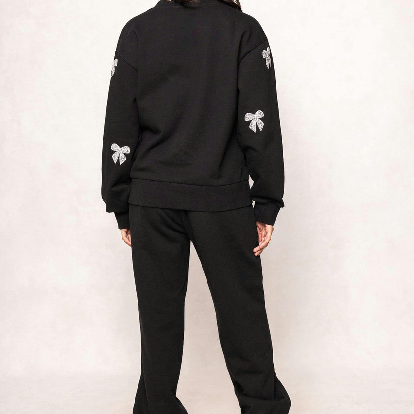 Micah Crew Neck Sweatshirt in Black & Bows