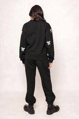 Micah Crew Neck Sweatshirt in Black & Bows