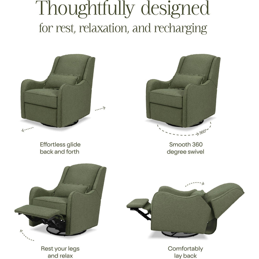 Devon Recliner and Swivel Glider in Olive Boucle