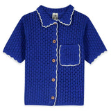 BONTON Crochet Lanza Cardigan - Coastal Blue