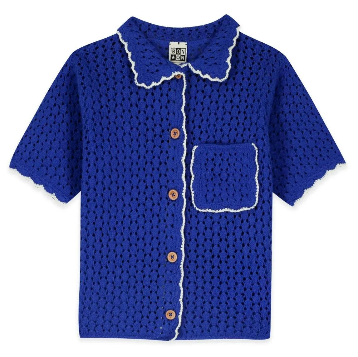 BONTON Crochet Lanza Cardigan - Coastal Blue
